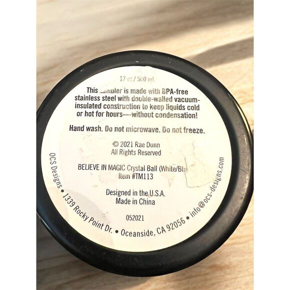 Rae Dunn Believe in Magic 17 oz Black Insulated Tumbler Double-Walled Vacuum - Picture 7 of 7